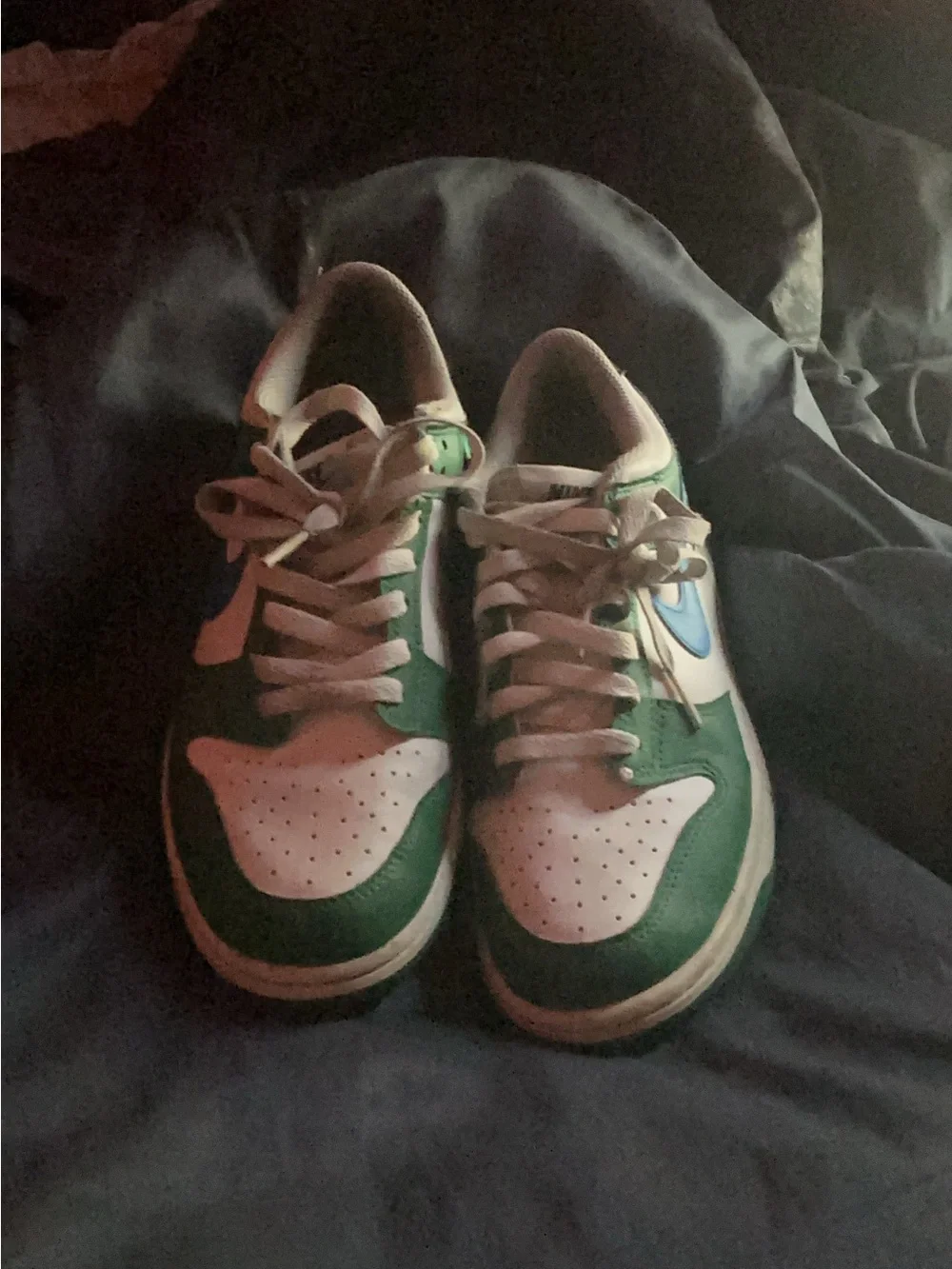 Nike Green White Blue Low-Top Athletic Sneakers